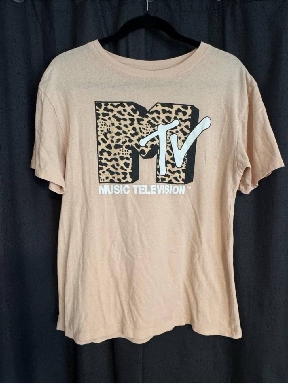 MTV Peach Short Sleeve Tee with Leopard Logo